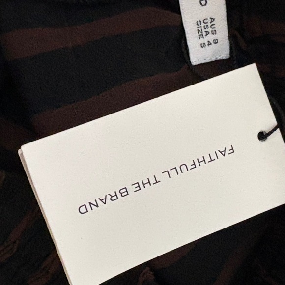 Faithfull the Brand Havana Striped Wide Leg Palazzo Pants Size S Espresso Black - Picture 6 of 10